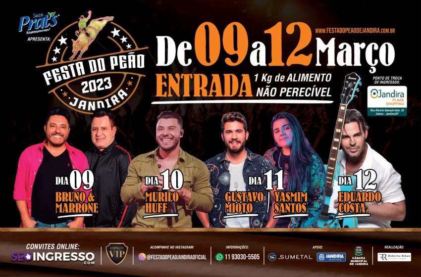  Jandira traz Bruno & Marrone, Murilo Huff, Gustavo Mioto e muito mais para Festa do Peão 2023