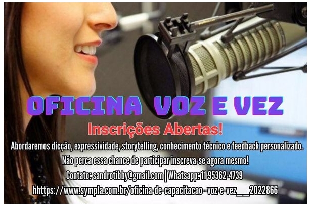 Inscrições abertas para Oficina de Comunicação “Voz e Vez”
