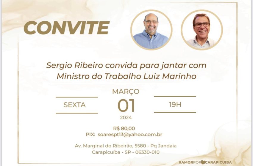  PT carapicuibano organiza jantar na próxima sexta-feira (1º)