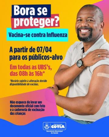  Cotia começa a vacinação contra a gripe no proximo dia 7